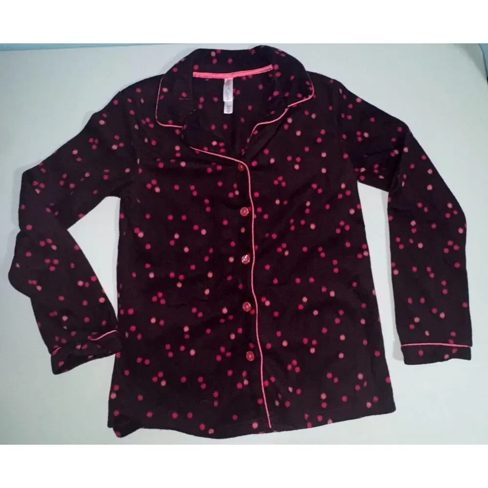 Gilligan &‎ O’Malley Womens S Fleece Pajama Set Holiday Polka Dot Cozy Warm Soft